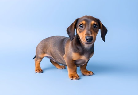 Miniature dachshund dog isolated on white background with clipping pathの素材