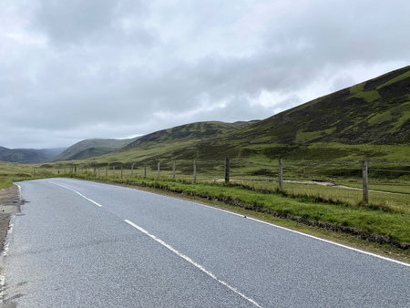 A view of the Cairngorms in Scotland on a cloudy dayの写真素材