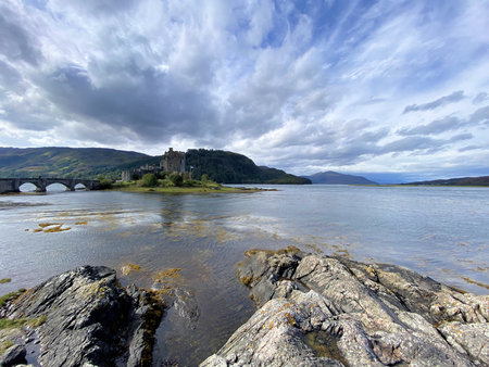 A view of a small village on the Isle of Skye in Scotlandの写真素材