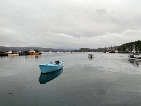 A view of the Town of Tobermory on the Isle of Mull in Scotlandの写真素材