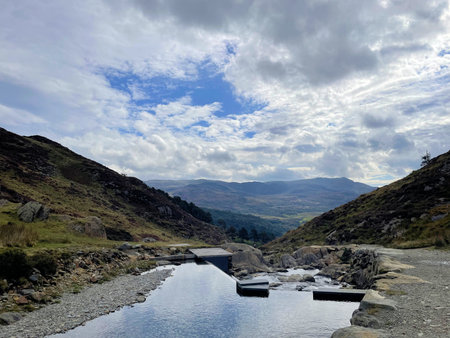 A view of the path in Snowdonia in North Walesの写真素材
