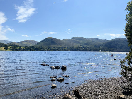 A view of Lake Ullswater in the Lake Districtの写真素材