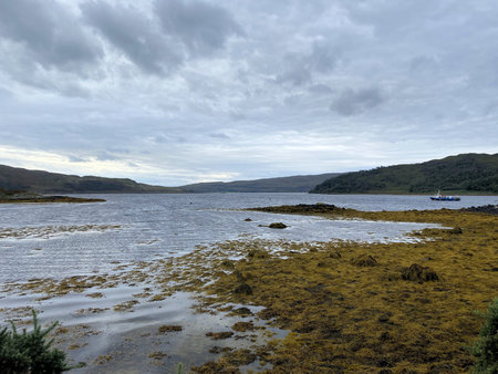 A view of the Isle of Mull in Scotland on a cloudy day