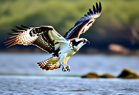 Osprey, Pandion haliaetus, single bird in flight, Brazilの素材