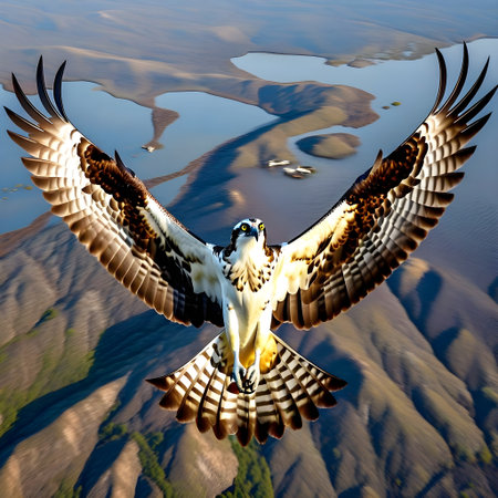 Osprey, Pandion haliaetus, single bird in flight, Brazilの素材