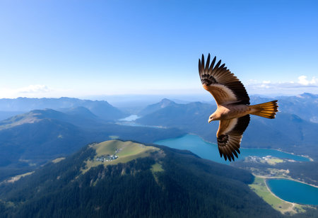 Osprey in flight over the water in the Florida Evergladesの素材