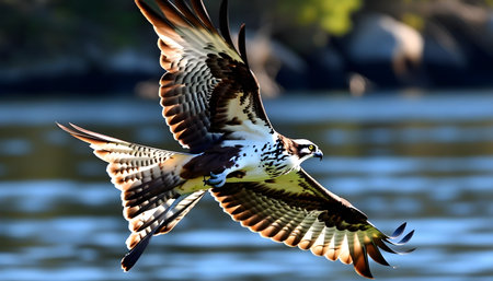 Osprey in flight over the water in the Florida Evergladesの素材
