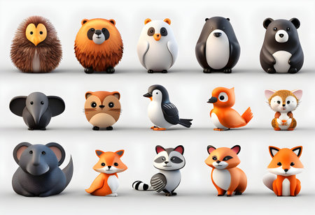 Set of flat icons with animals. Vector illustration for web design.の素材