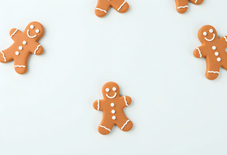 Gingerbread man on a white background with space for text.の素材