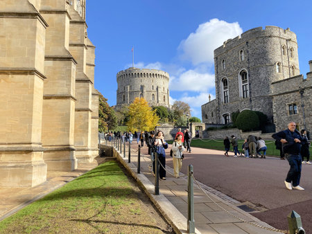 Windsor Castle in Windsor, UK. Windsor Castle was built in the 13th century by William the Conqueror.のeditorial素材