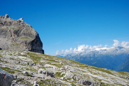 Trekking in the  around Dolomites mountains - site Trentino Alto Adigeの写真素材