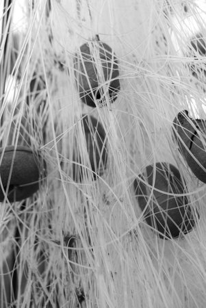 Fisherman's nets hunging for drying after fishing