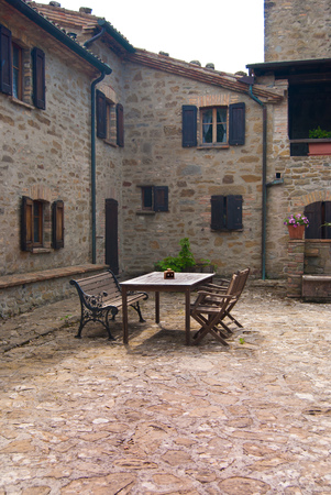 Part of a farmhouse with typical rocky wallsの写真素材