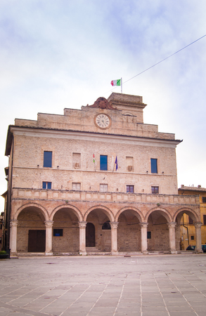 View of the town hall seen from the other side of the main squareの写真素材