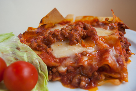 Lasagne with layered of rag??¹ and grated cheeseの写真素材