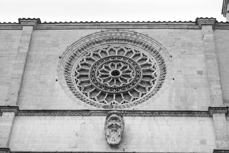 Main church in Romanesque Gothic style of twelfth century in a little town near Norcia and Perugiaの写真素材