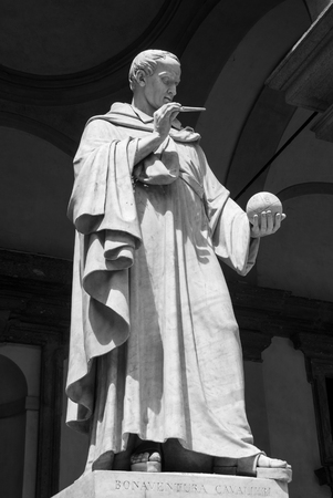 Statue of the Italian mathematician inventor of the axonometric cavalierのeditorial素材