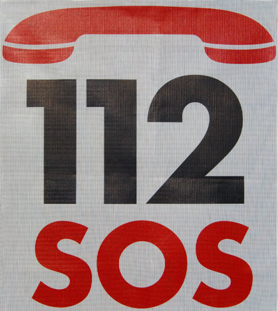 112 number hung on the first aid station