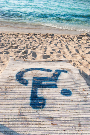 Beach with services for people with reduced mobility in Menorcaの写真素材