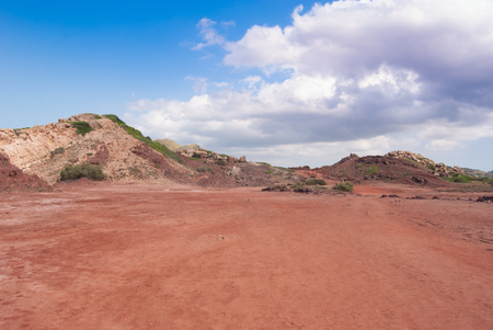Red martian earth color in an area north of Menorcaの写真素材