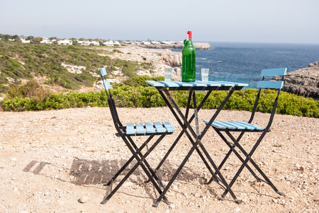 Cafe in a scenic position close to Binidali coveの写真素材