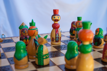 Drawing russian king pawn during a chess matchの写真素材