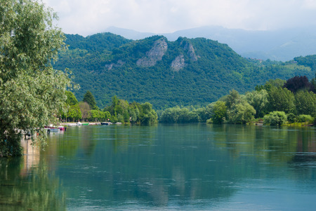 Adda river with local flora seen from the boatの写真素材