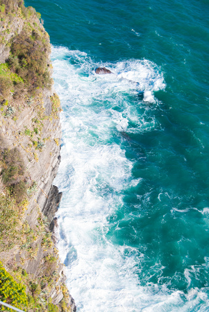 View over the sea from a very high cliffの写真素材