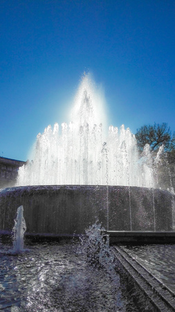Fountain of Castle Square in Milan with sprays at different heightsの写真素材