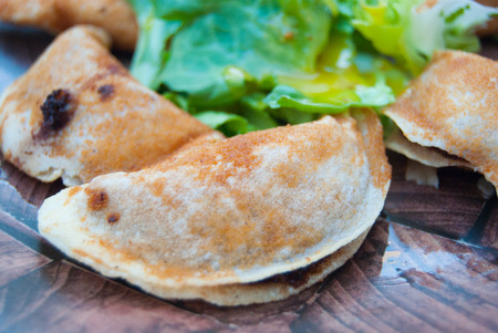 Three sandwiches as a small Spanish croquettes with meat insideの写真素材