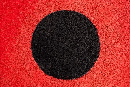 Anti-trauma carpet for children in a commun playgroundの写真素材