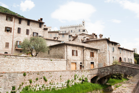 View of Town Hall of the medieval city of Gubbioの写真素材