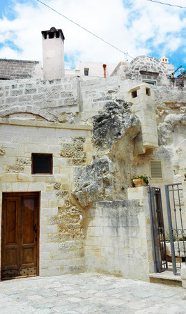 White houses carved into the rocks in Matera the European Capital of Culture 2019のeditorial素材