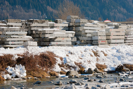 Granite blocks from the Val Genova area close to Madonna di Campiglioの写真素材