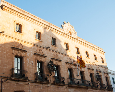 Historic building illuminated from the sunset on the minor Balearic islandのeditorial素材