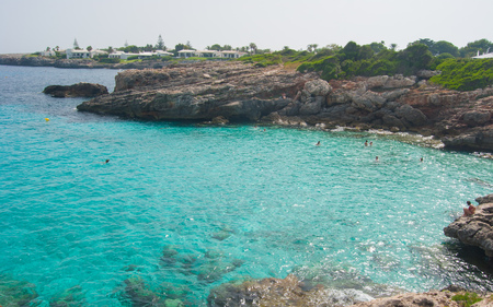 Panorama on one of the most little beautiful beaches of the spanish islandの写真素材