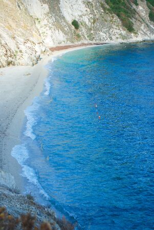Panorama on one of the beautiful beach of the Elba island early in the morningの写真素材
