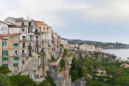Group of houses on the cliff in one of calabria's most famous tourist destinationsの写真素材
