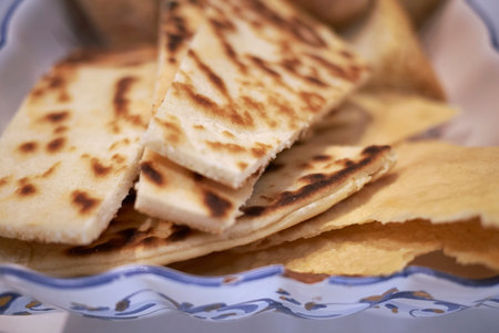 Piadina Romagnola and breadの写真素材