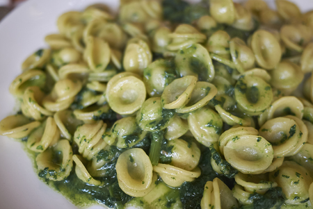 Orecchiette pasta with turnip peaksの写真素材