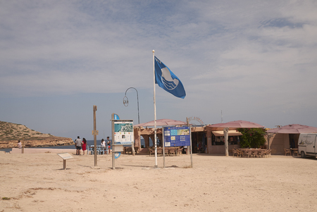 Platges de Comte, Ibiza, Balearic islands - August 29, 2014 : Bar in Platges de Comteのeditorial素材