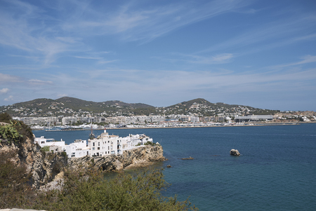 Ibiza, Balearic Islands, Spain - August 31, 2015: View of Eivissa harbor from Eivissa castleのeditorial素材