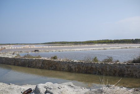 Ibiza, Balearic Islands, Spain - August 31, 2015: Saltworks in Ses Salinasのeditorial素材