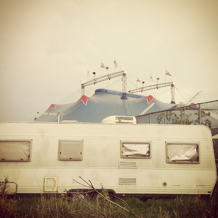 Forli, Italy - September 29, 2012 : Circus caravanのeditorial素材