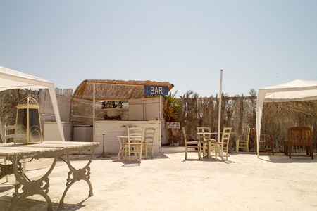 Lampedusa, Italy - July 26, 2008: Beach bar in Lampedusaのeditorial素材