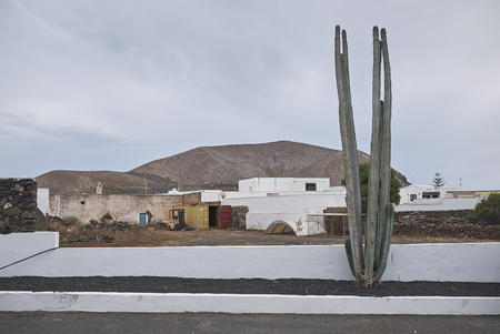 Lanzarote, Spain - August 20, 2015 : Farmland in lanzaroteのeditorial素材