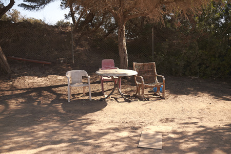 Ibiza, Balearic Islands, Spain - August 31, 2015: Relax under the treesの写真素材