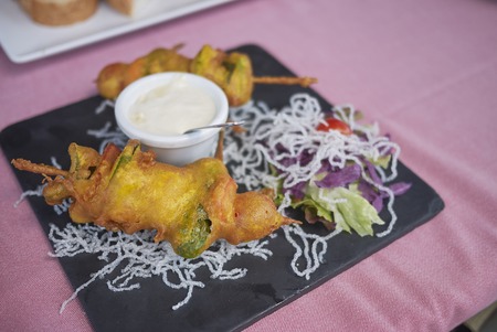 Fried vegetables and mayoの写真素材