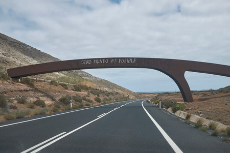 Lanzarote, Spain -  Overpass near Timanfaya parkの写真素材