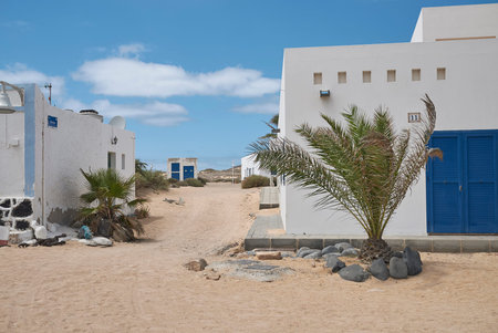 Lanzarote, Spain - August 26, 2015 : Streets of la Graciosa island